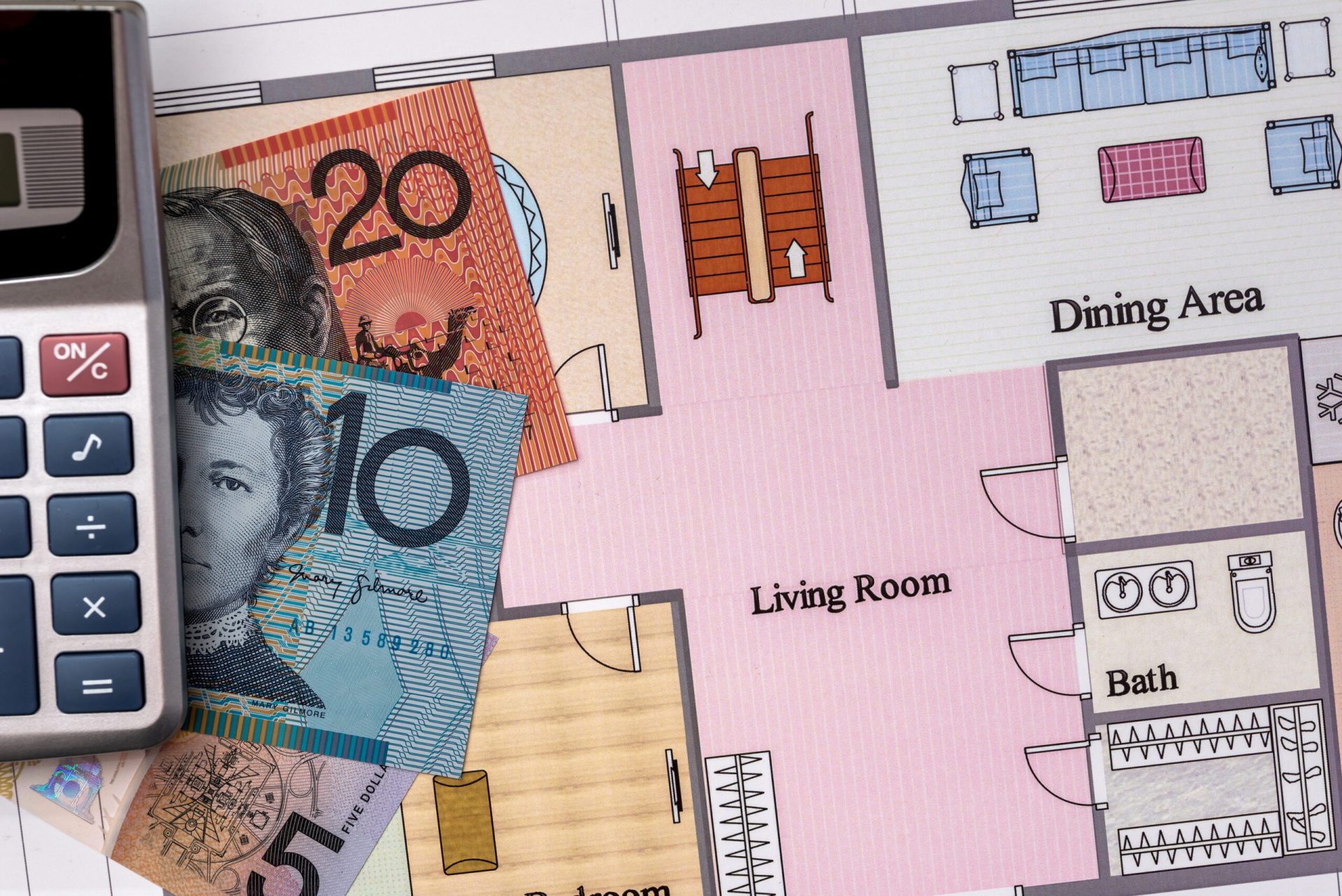 aud australian dollar on house plan close up